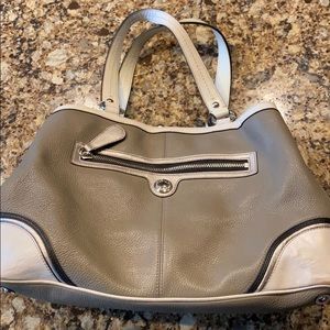Coach grey and white shoulder bag